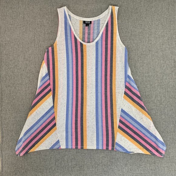 a.n.a. A Approach Striped Top Medium Shark Bite Scoop Neck Sleeveless Soft Flowy - Picture 2 of 13